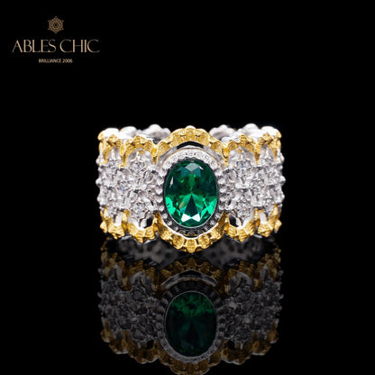 Bague florale en dentelle émeraude 6071