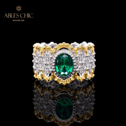 Bague florale en dentelle émeraude 6071