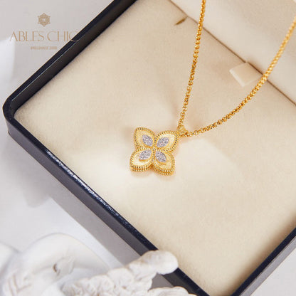 Collier trèfle pavé CZ 6126