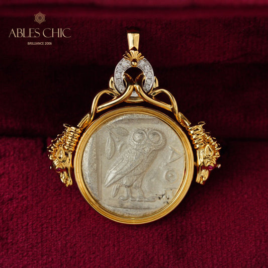 Pendentif médaillon à rabat Athena Owl uniquement