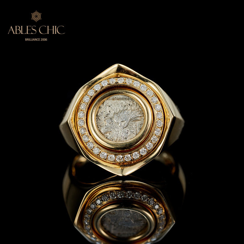 Bague pièce de monnaie lion rugissant