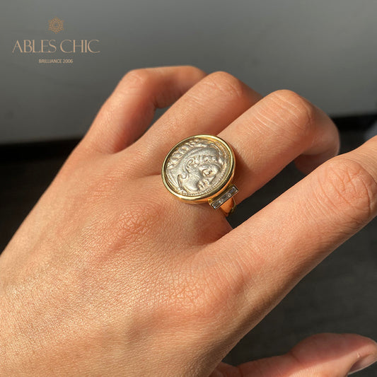 Bague à pièces de monnaie en lires d'Héraclès de Byzance
