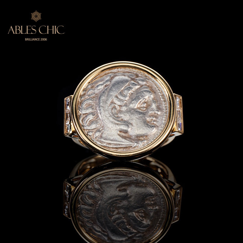 Bague à pièces de monnaie en lires d'Héraclès de Byzance