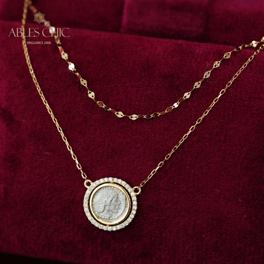 Collier médaillon réversible grec