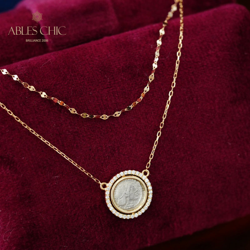 Collier médaillon réversible grec