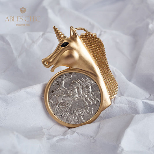 Pendentif pièce de monnaie licorne romaine uniquement