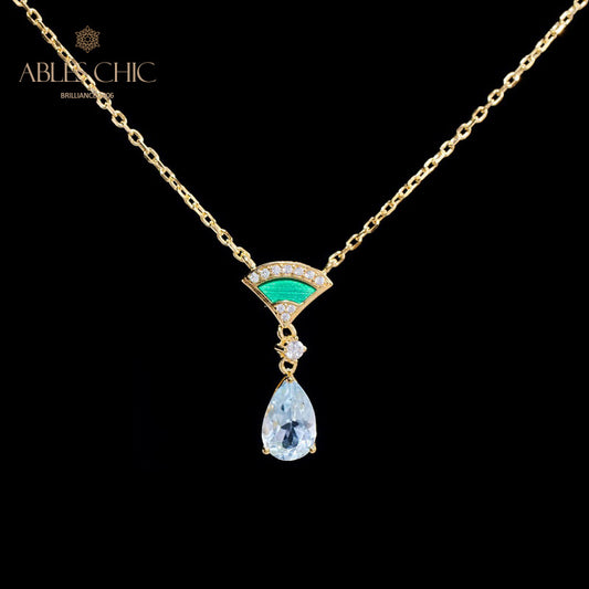 Collier Goutte Éventail En Émail 6010