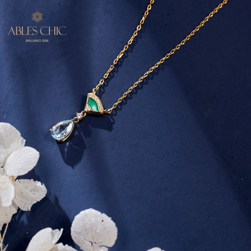 Collier Goutte Éventail En Émail 6010