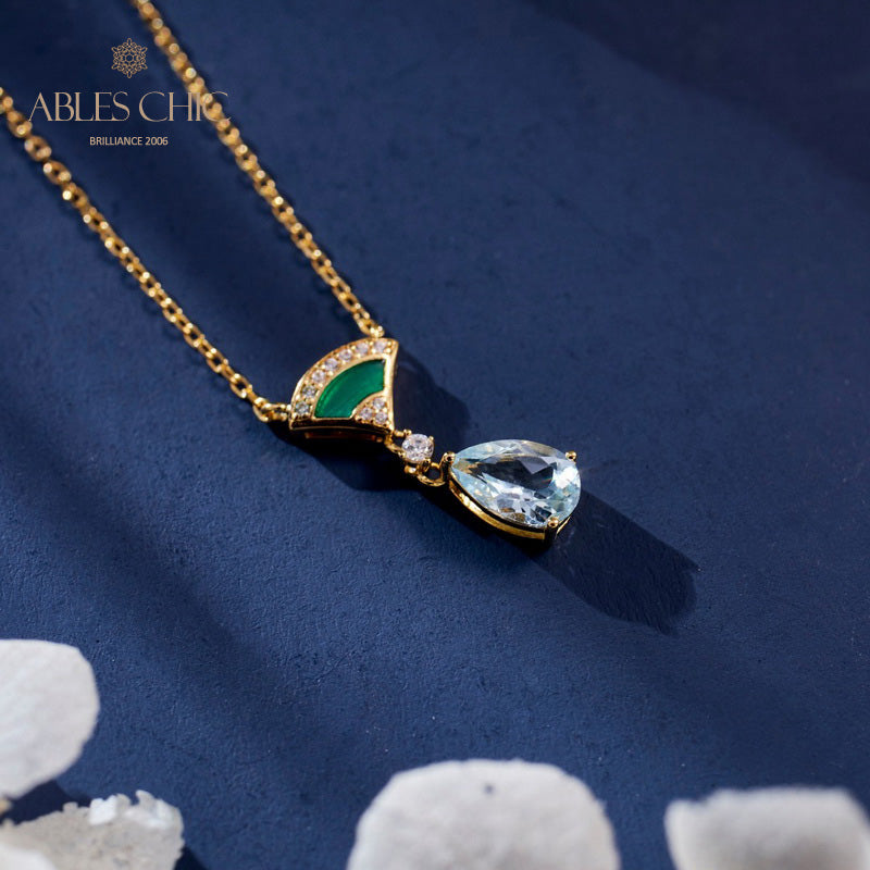 Collier Goutte Éventail En Émail 6010