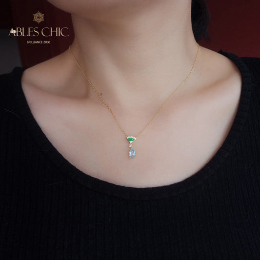 Collier Goutte Éventail En Émail 6010