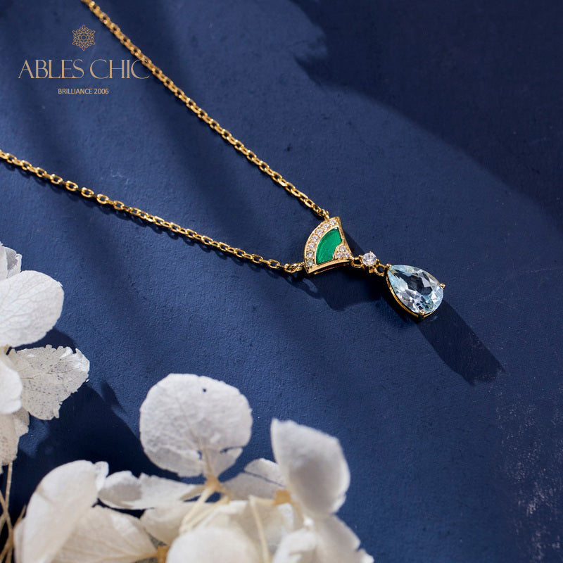 Collier Goutte Éventail En Émail 6010
