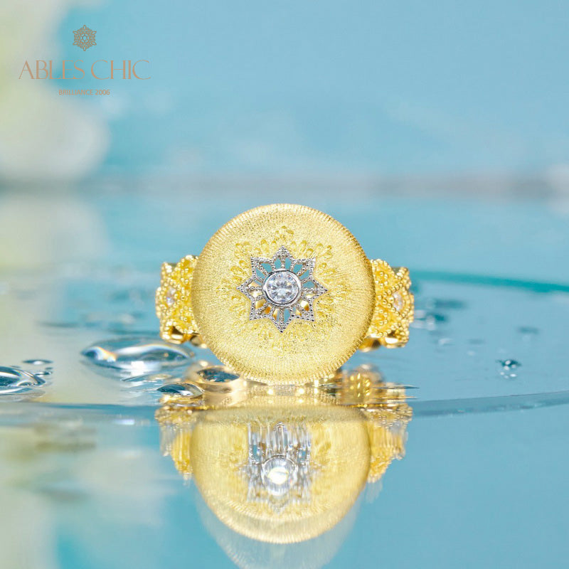 Bague florale ajourée en tissu 5885