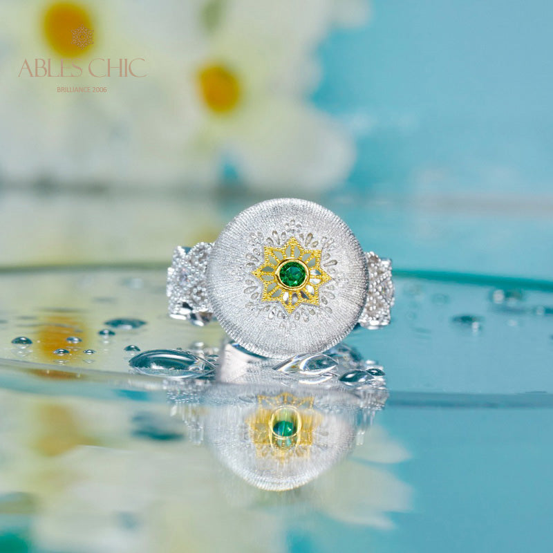 Bague florale ajourée en tissu 5885