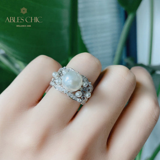 Bague de perles de tempérament floral 5767