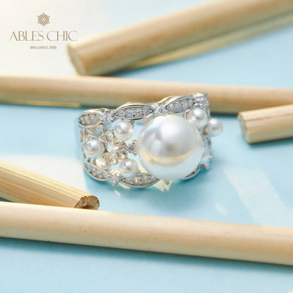 Bague de perles de tempérament floral 5767