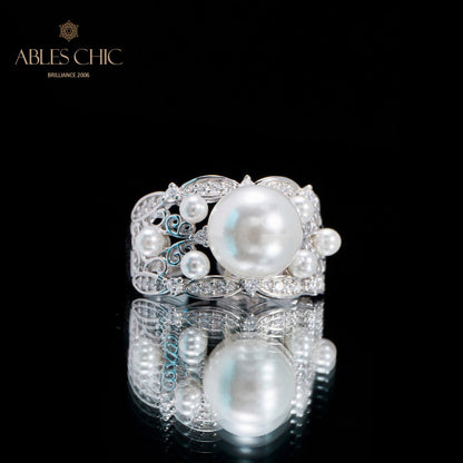 Bague de perles de tempérament floral 5767