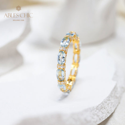 Bague pile aigue-marine 6042