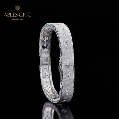 Bracelet en tissu trèfle avec zircons étoilés 5775