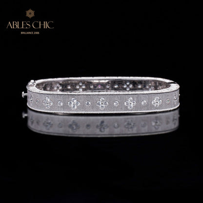 Bracelet en tissu trèfle avec zircons étoilés 5775