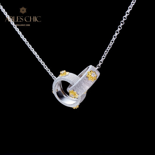 Collier avec anneaux entrelacés à motif en soie 5861