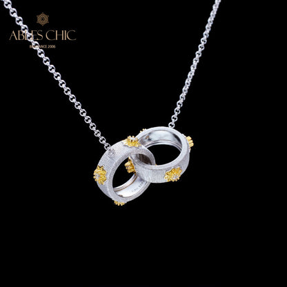 Collier avec anneaux entrelacés à motif en soie 5861