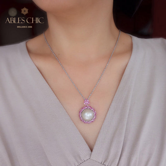 Pendentif perle CZ Halo Mabe 5861