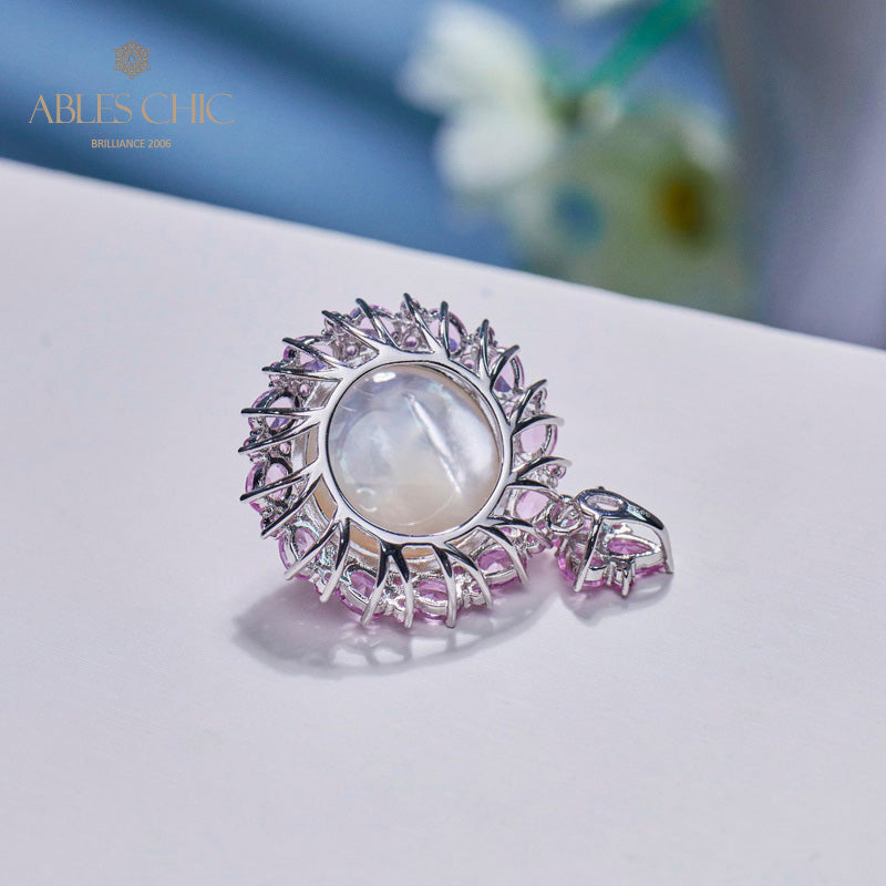 Pendentif perle CZ Halo Mabe 5861