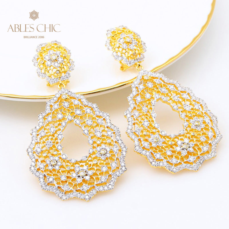 Boucles d'oreilles Chanderlier en dentelle ajourée 5193