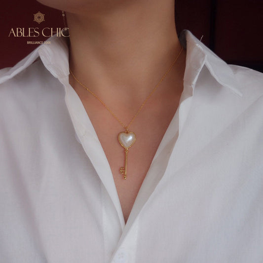 Pendentif Clé Perle Coeur Mabe 5840