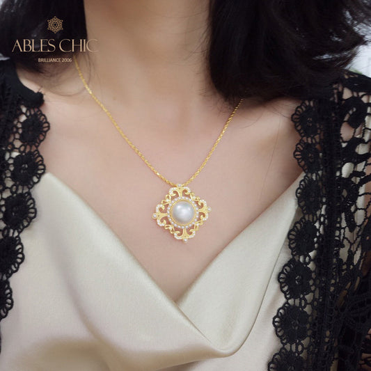 Pendentif halo en filigrane de perles Mabe 5821