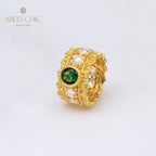 Bague émeraude en filigrane floral 5077