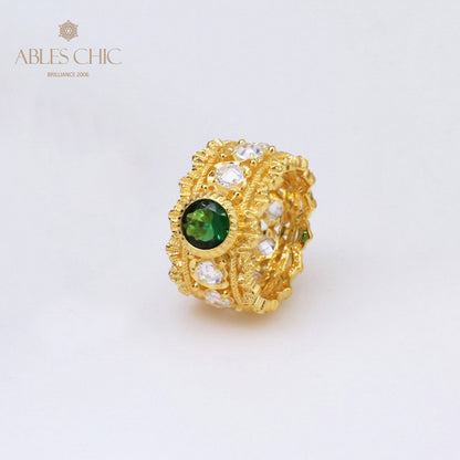 Bague émeraude en filigrane floral 5077