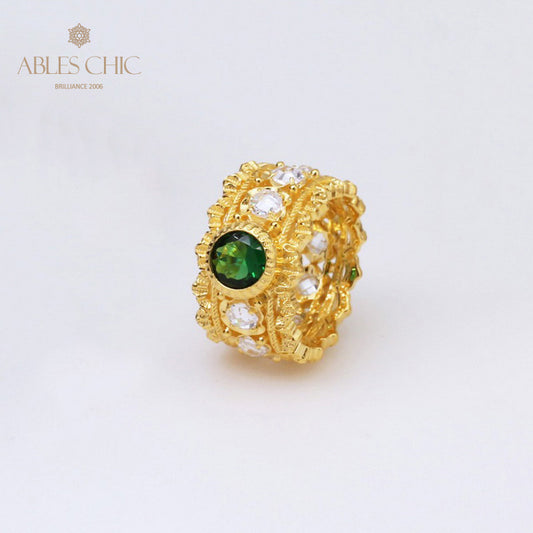 Bague émeraude en filigrane floral 5077
