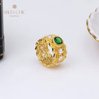 Bague émeraude en filigrane floral 5077