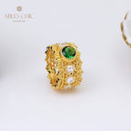 Bague émeraude en filigrane floral 5077