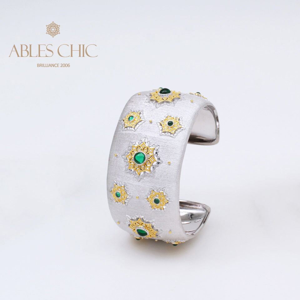 Bracelet large avec pierres précieuses étoilées soyeuses 5455