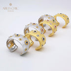 Bracelet large avec pierres précieuses étoilées soyeuses 5455