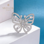 Bague de déclaration papillon géant pavée R1249