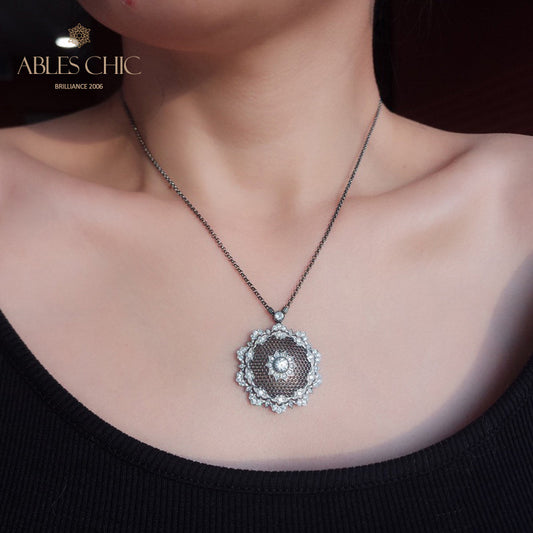 Pendentif Floral en Filigrane de Dentelle 6133