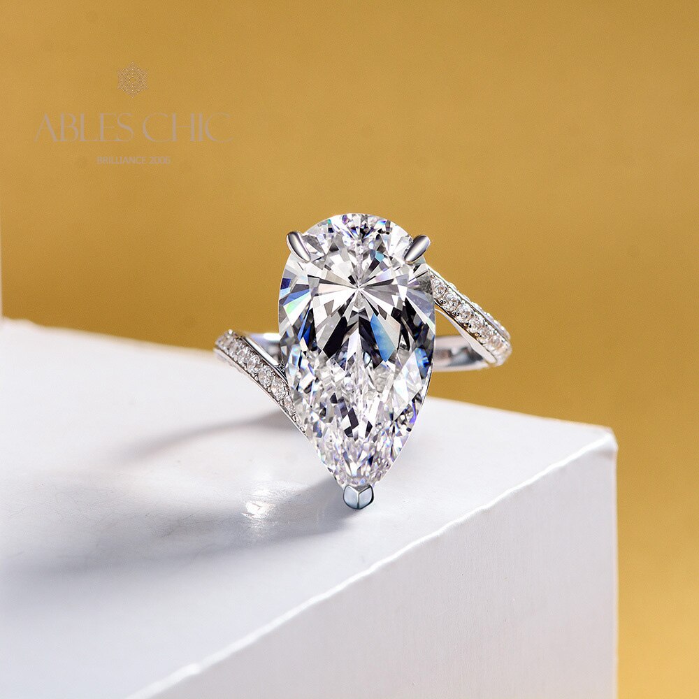 Bague de mariage solitaire poire R0934