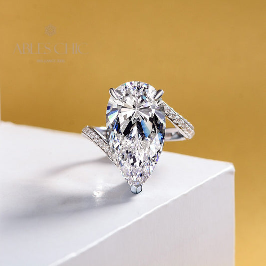 Bague de mariage solitaire poire R0934