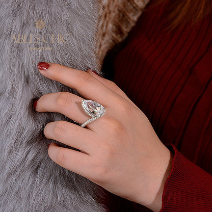 Bague de mariage solitaire poire R0934