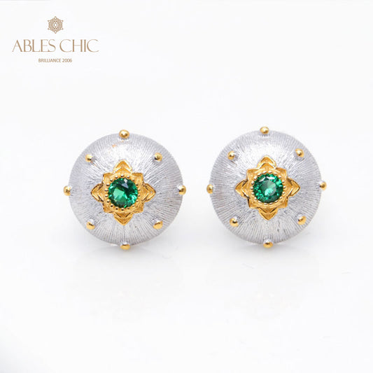 Boucles d'oreilles pierres précieuses florales en soie 5083