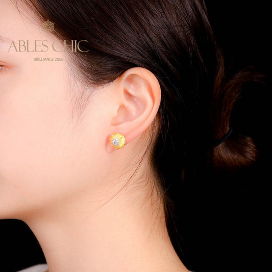 Boucles d'oreilles pierres précieuses florales en soie 5083