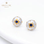 Boucles d'oreilles pierres précieuses florales en soie 5083