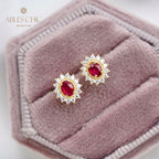 Boucles d'oreilles florales rubis naturel 5816