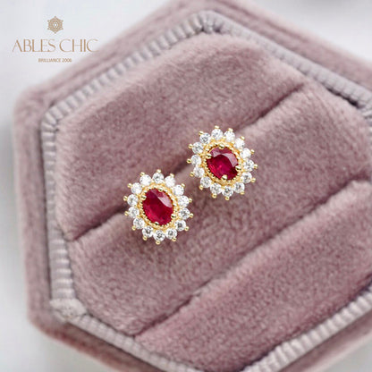 Boucles d'oreilles florales rubis naturel 5816