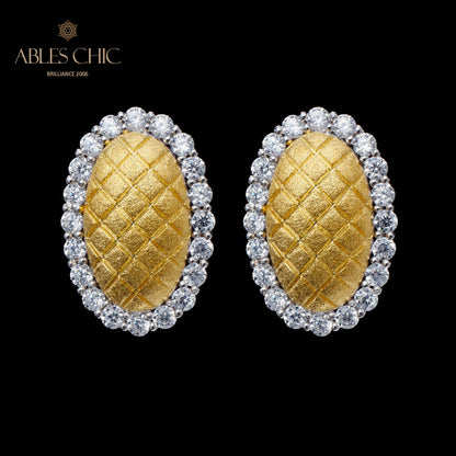 Boucles d'oreilles halo ovale soyeux 5832