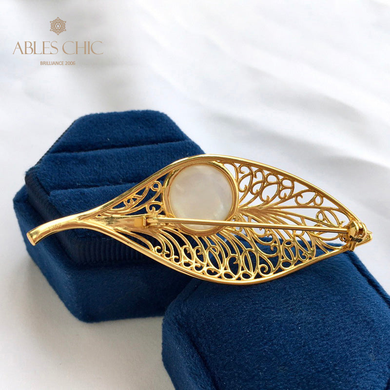 Pendentif feuille en filigrane de perles Mabe 5844