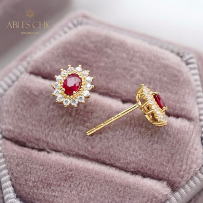 Boucles d'oreilles florales rubis naturel 5816